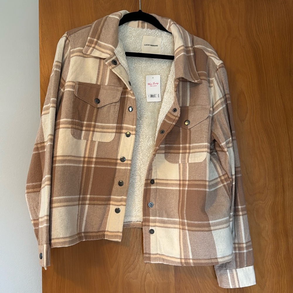 NWT Lucky ☘️ Brand plaid sherpa jacket